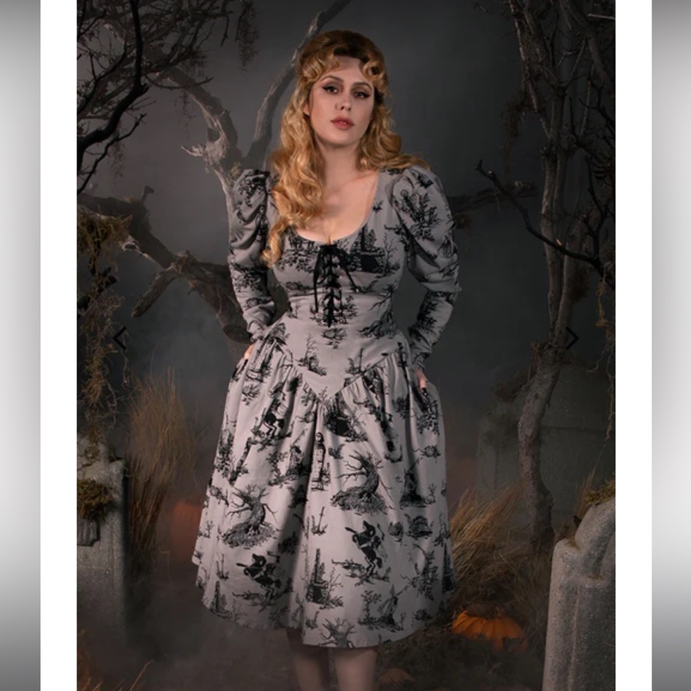 La Femme en Noir Sleepy Hollow Gothic Tales Toile Swing Dress
